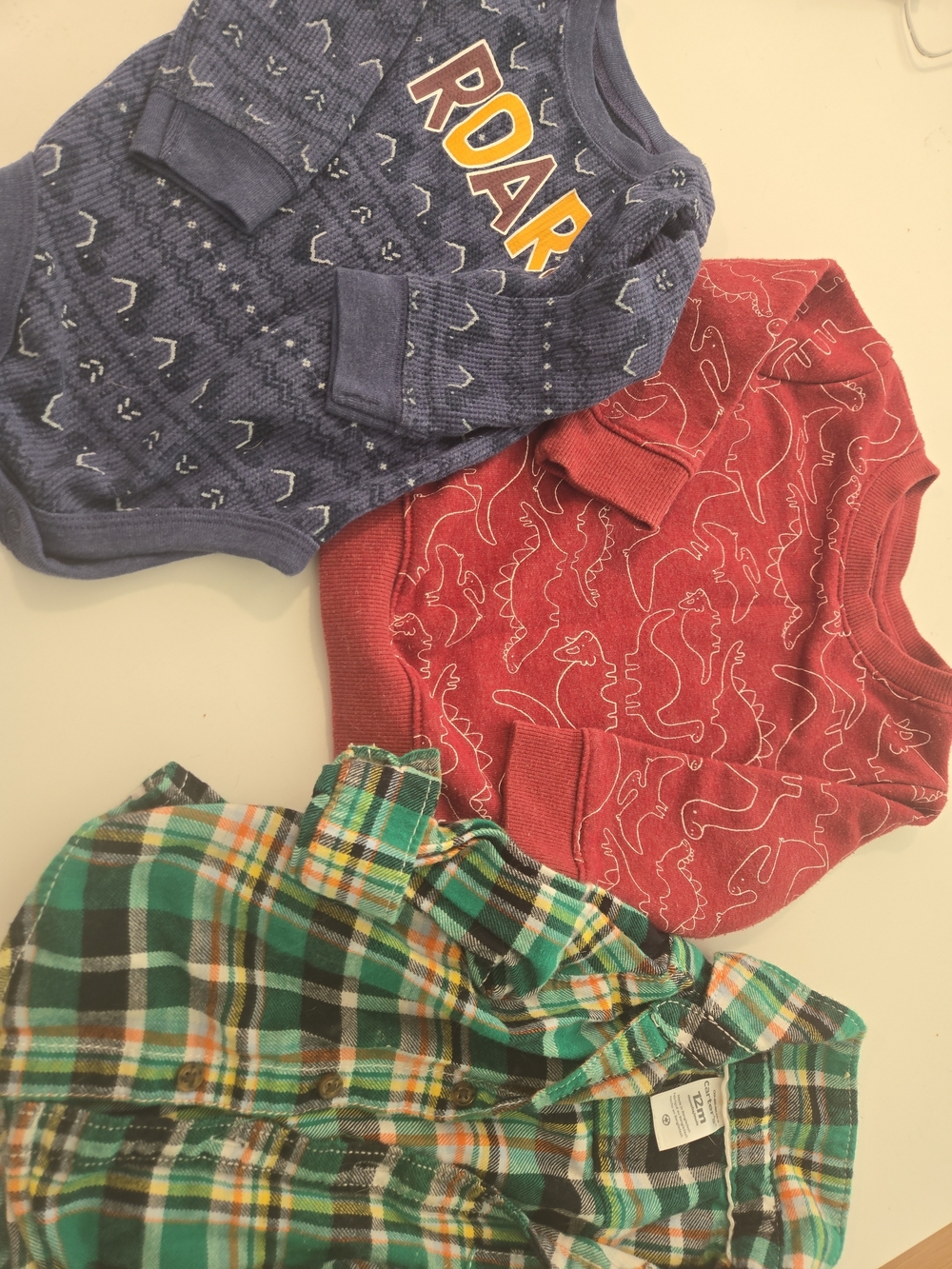 Cat & Jack Red, Navy & Green Baby Top Trio
